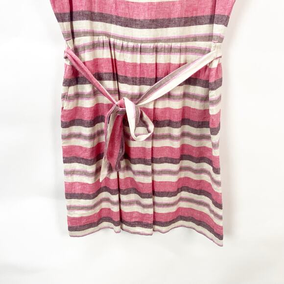 2/$30 Ann Taylor LOFT 10 Womens Pink Stripe Sleeveless Scoop Neck Mini Dress - Picture 4 of 9